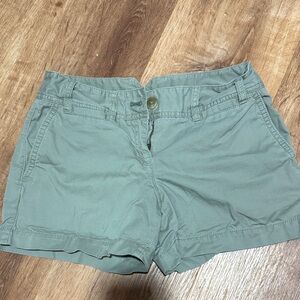 Ann Taylor Factory Sage Green High-Waist Cotton Shorts